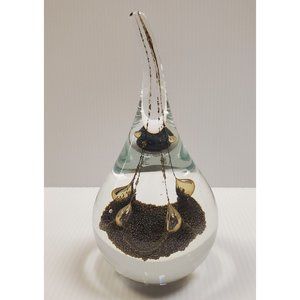 Hut Princ Tear Drop Glass Artist Made Paperweight Czech 7" Tall Bubble Abstract